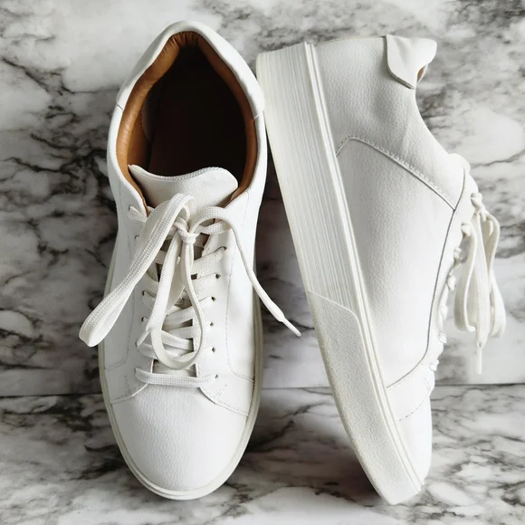 Zara White Monochrome Casual Lace-Up Sneakers, EU Size 40=US Size 10 - Picture 5 of 16